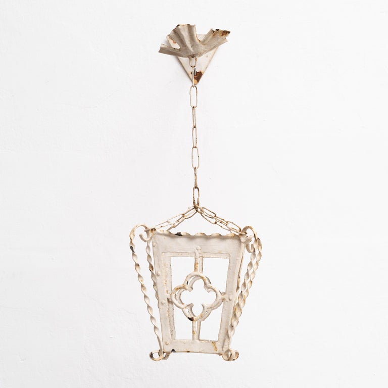 Antique White Metal Wall Lamp, Circa 1940 For Sale at 1stDibs