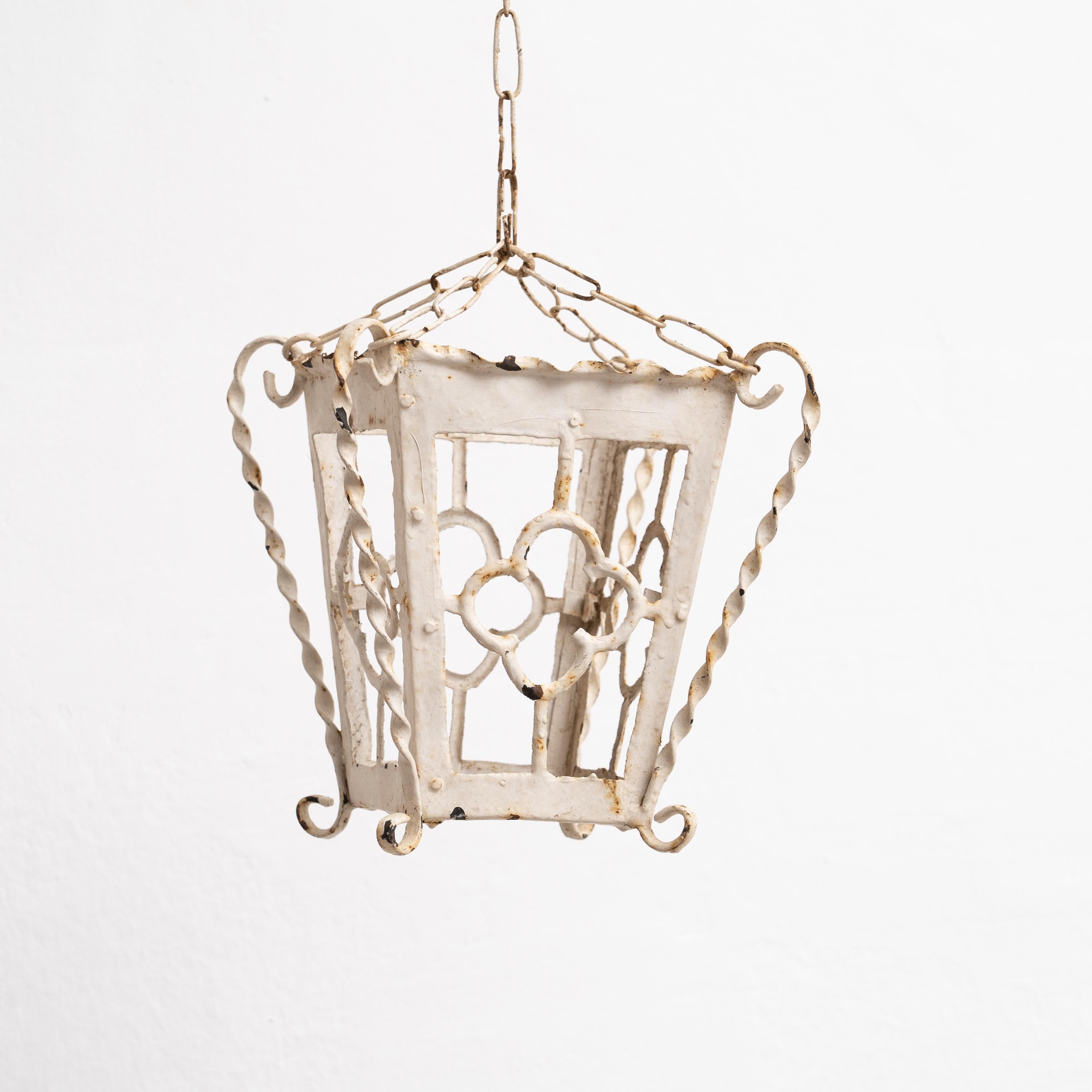 Antique White Metal Wall Lamp, Circa 1940 For Sale 8