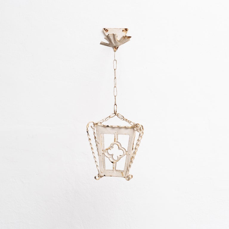 Antique White Metal Wall Lamp, Circa 1940 For Sale at 1stDibs