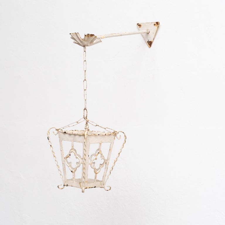 Antique White Metal Wall Lamp, Circa 1940 For Sale at 1stDibs