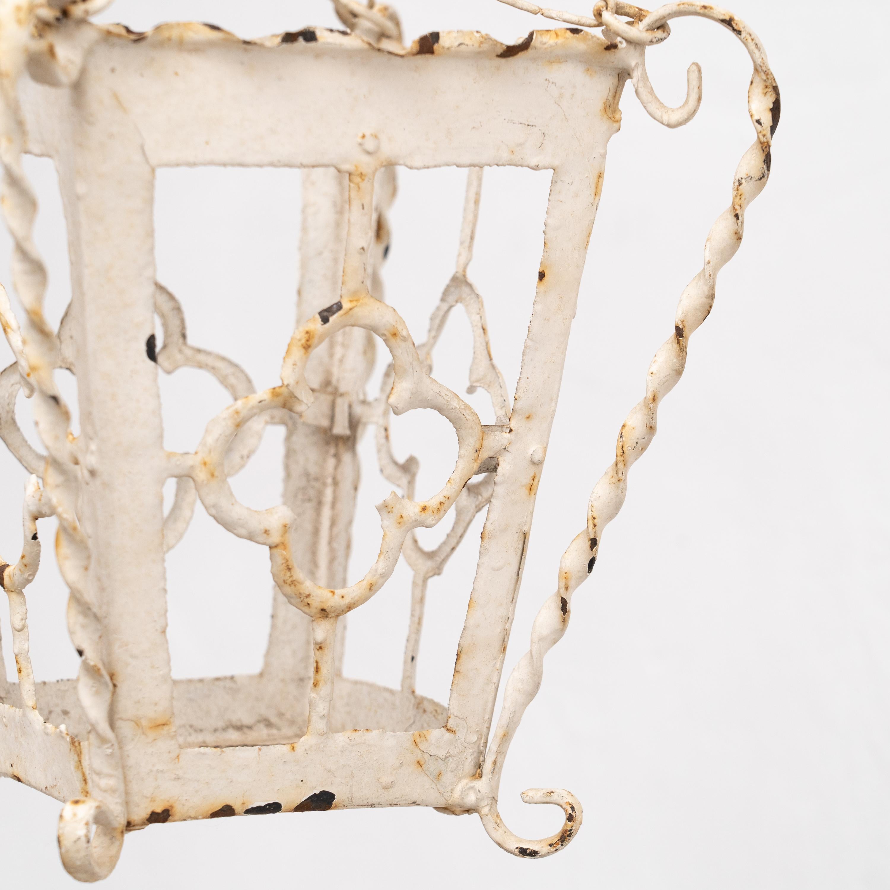 Antique White Metal Wall Lamp, Circa 1940 For Sale 2