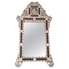 Antique White Mother of Pearl Inlaid Middle Eastern Mirror
