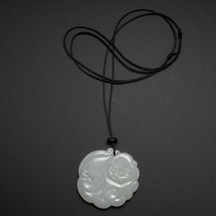 Antique White Nephrite Jade Carved Pendant "Mutton Fat" Certified