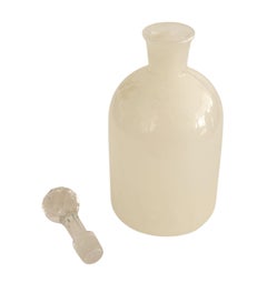 Antique White Opaline Glass Perfume Bottle with Faceted Crystal Stopper