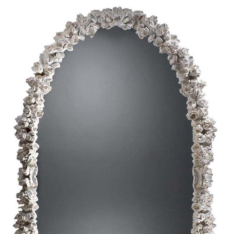 Antique White Oval Wall Mirror by Spini Firenze For Sale at 1stDibs