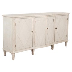 Antique White Painted Gustavian Sideboard Buffet with Diamond Motif