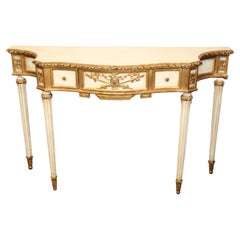 Antique White Painted and Gilded Florentine Italian Console Table, circa 1940s