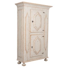 Used White Painted Baroque Cabinet Armoire from Sweden, circa 1760-1780