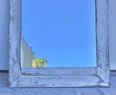 Espejo Antiguo de Cedro Pintado de Blanco