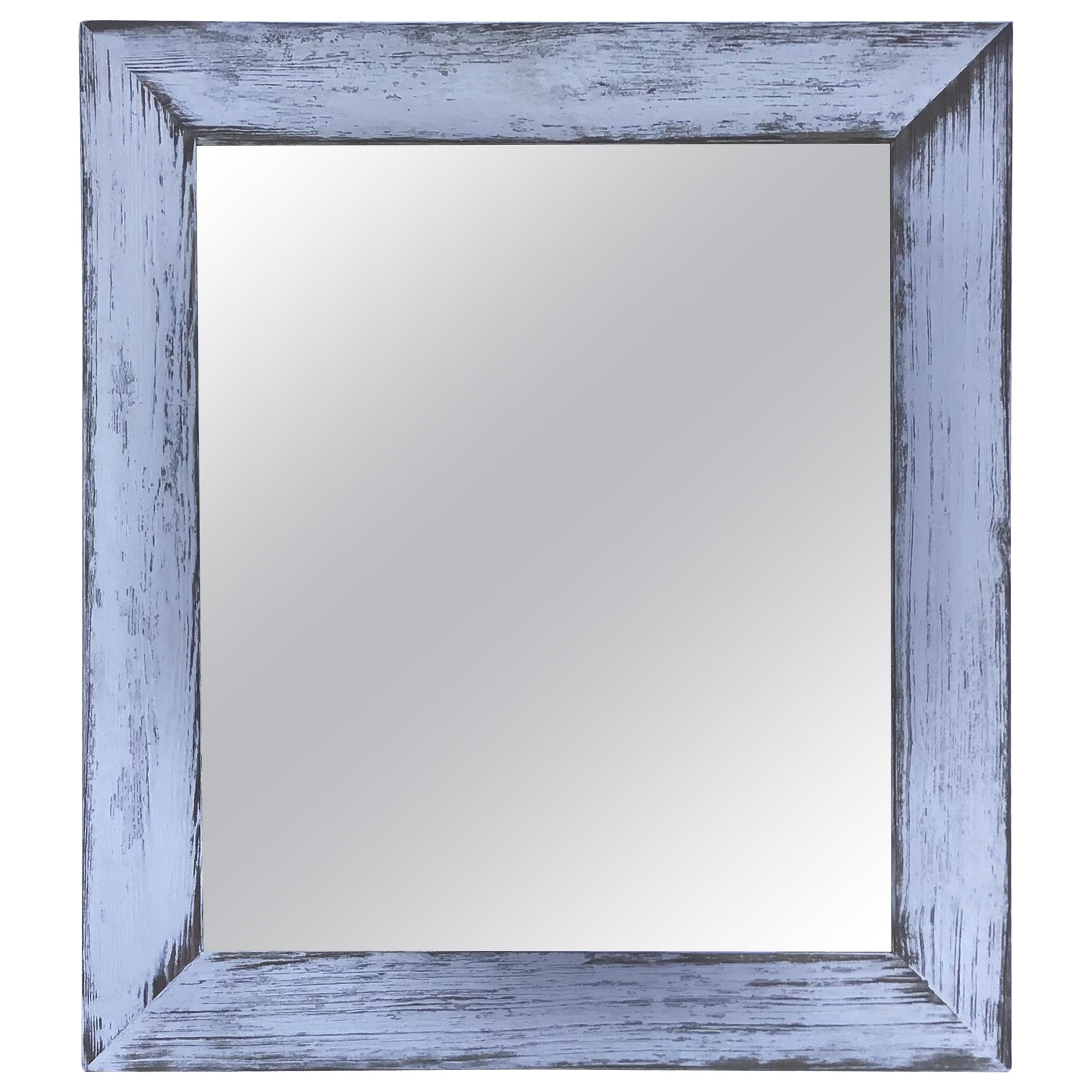 Antique White Painted Cedar Mirror For Sale