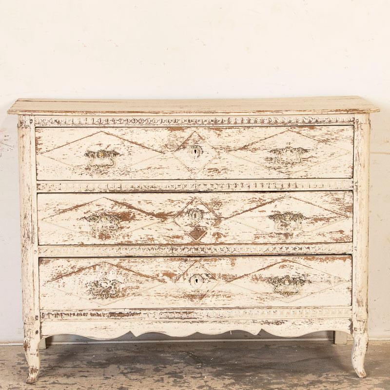 French Antique White Painted Chest of Drawers from France