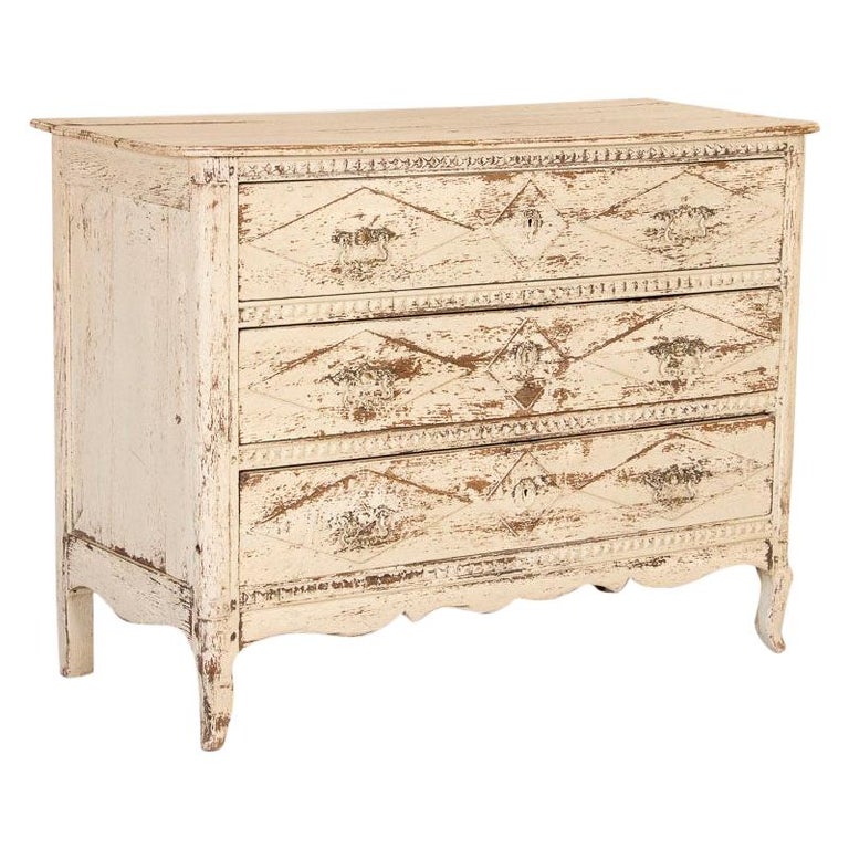 Antique White Painted Chest of Drawers from France at 1stDibs