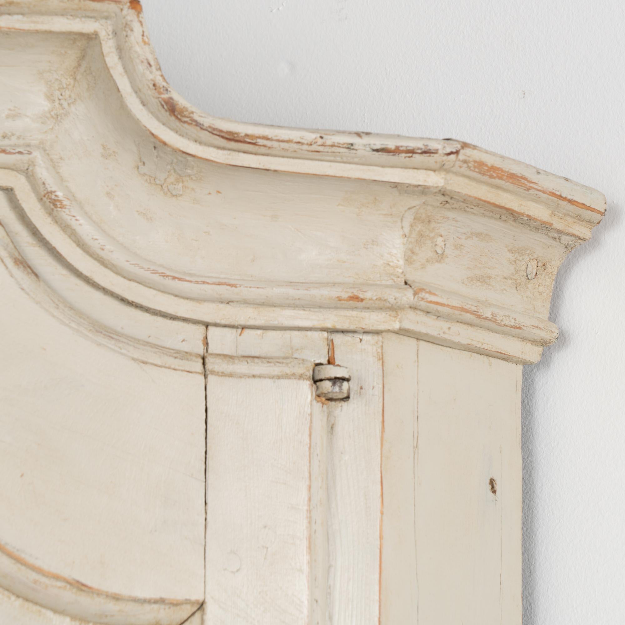 19th Century Antique White Painted Corner Cabinet Cupboard, Sweden circa 1840-60 For Sale