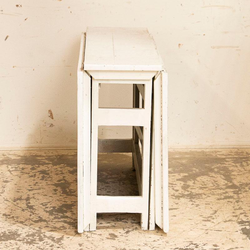 Swedish Antique White Painted Gate Leg Drop-Leaf Table from Sweden