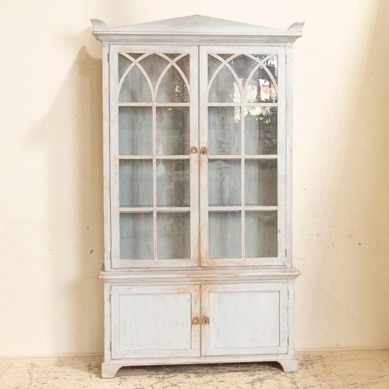 Antique White Painted Gothic Bookcase Display Cabinet from ...