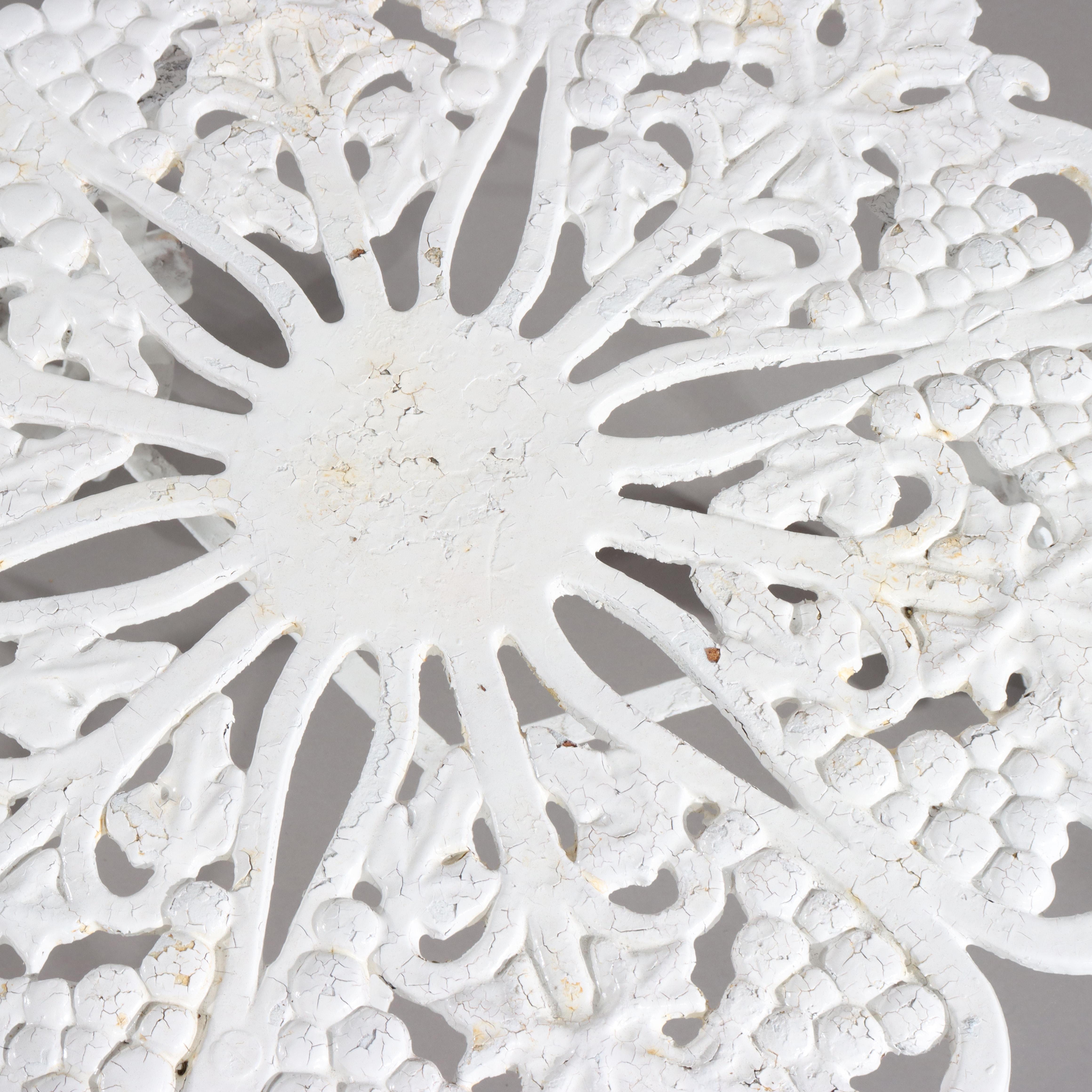 Antique White Painted Grape & Leaf Wrought Iron Garden Side Table  c1890 For Sale 2