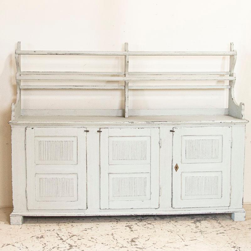 Swedish Antique White Painted Gustavian Buffet Cupboard with Plate Rack, Sweden