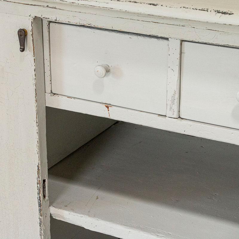 Antique White Painted Gustavian Buffet Cupboard with Plate Rack, Sweden 2