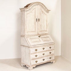Antique White Painted Gustavian Secretary Bureau, Sweden