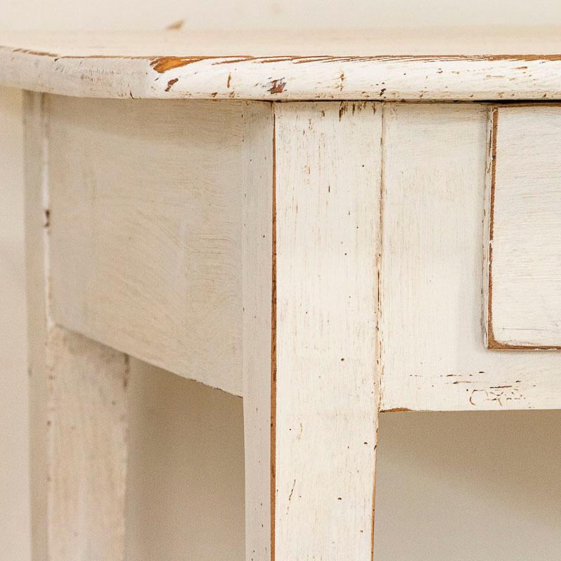 Swedish Antique White Painted Gustavian Side Table with Single Drawer
