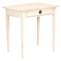 Antique White Painted Gustavian Side Table with Single Drawer