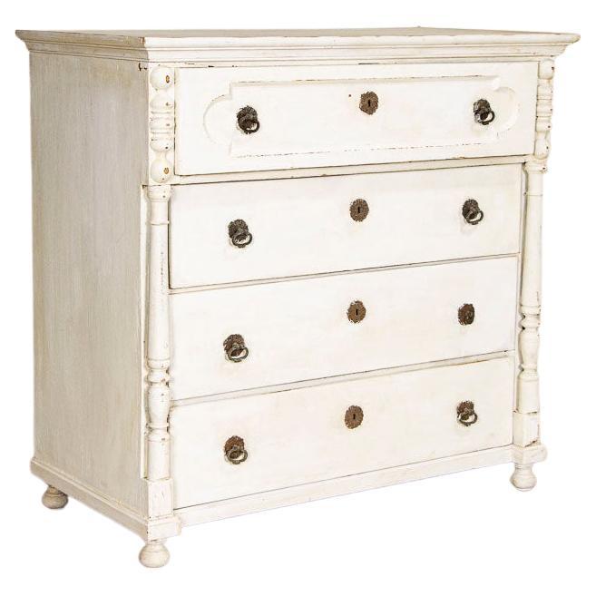 Vintage White Painted Chest of Drawers at 1stDibs