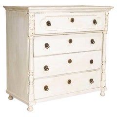 Antique White Painted Large Chest of Four Drawers