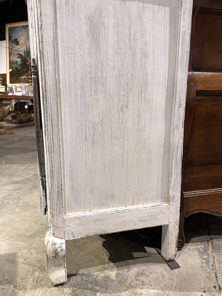 Antique White Painted Oak Armoire from Normandy, Circa 1880 at 1stDibs