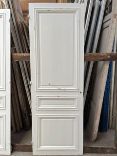 Antique White Painted Paneled Interior Door, France