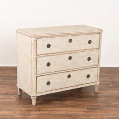 Antique White Painted Pine Chest of Three Drawers