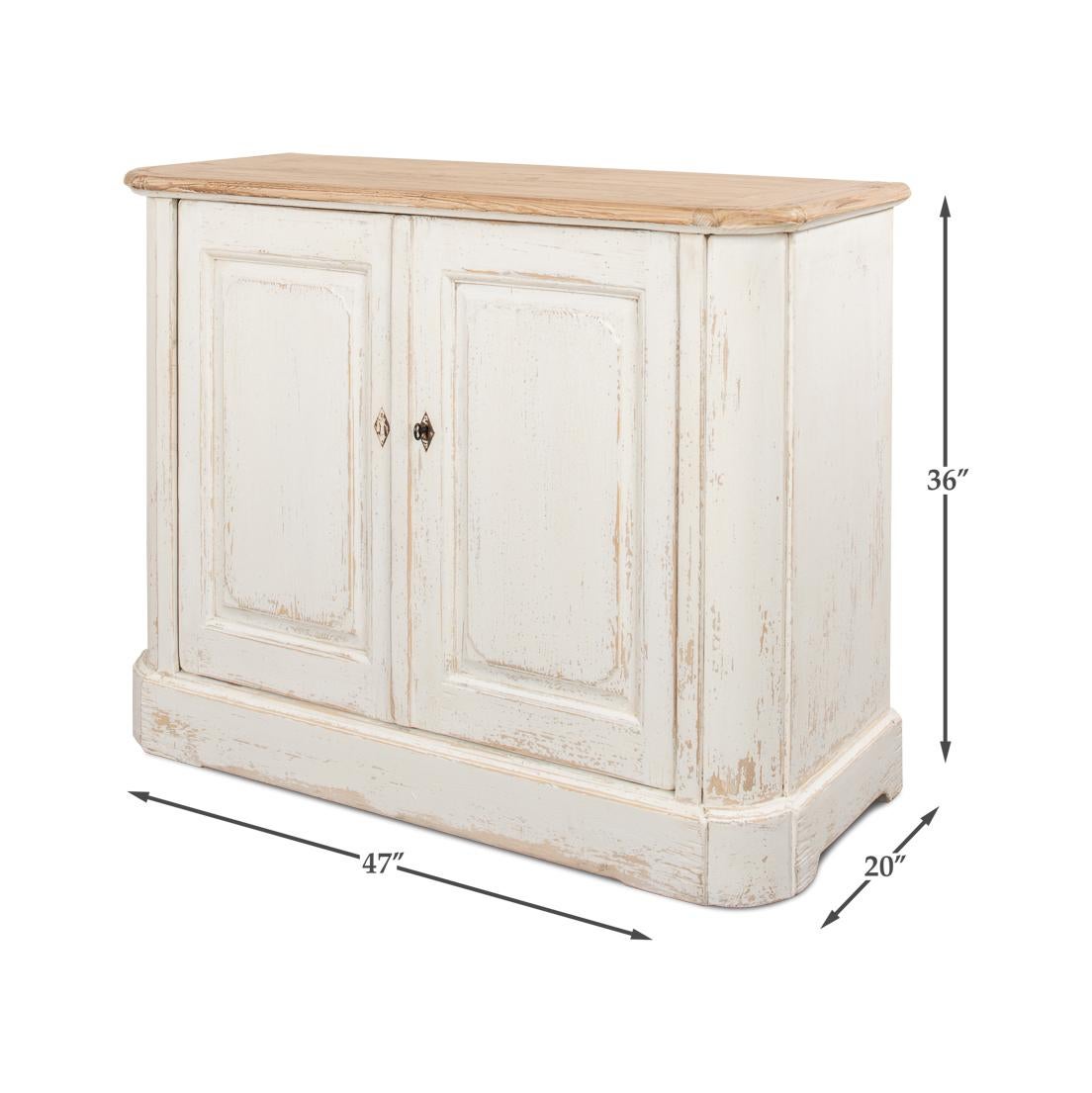 Antique White Painted Provincial Side Cabinet For Sale 4