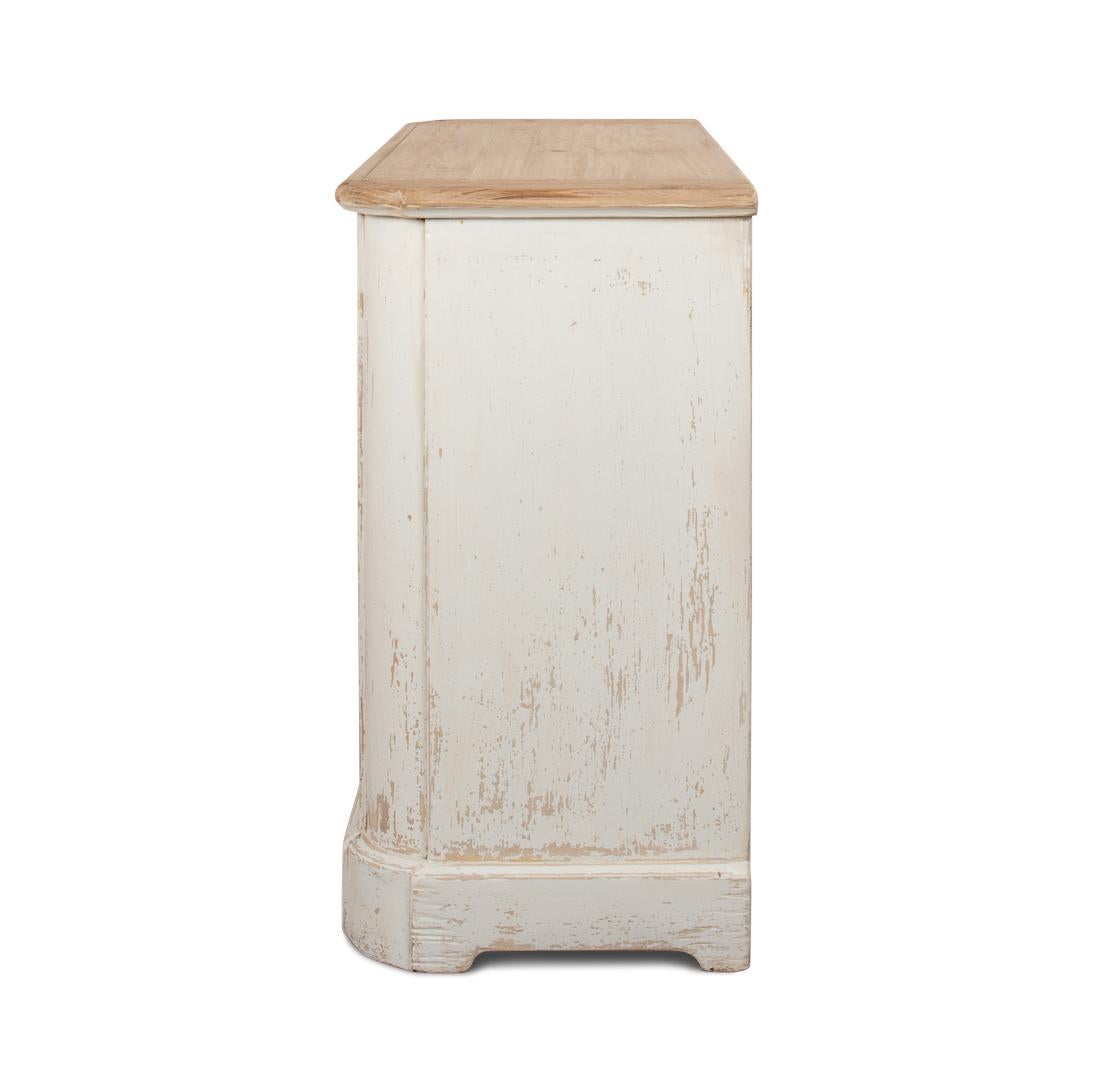 Wood Antique White Painted Provincial Side Cabinet For Sale