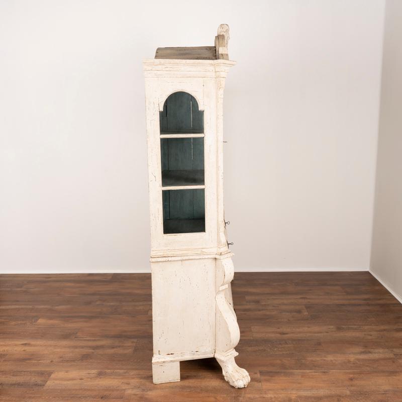 19th Century Antique White Painted Rococo Display Cabinet For Sale