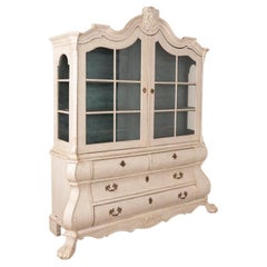 Used White Painted Rococo Display Cabinet