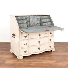 Antique White Painted Secretary Bureau from Sweden