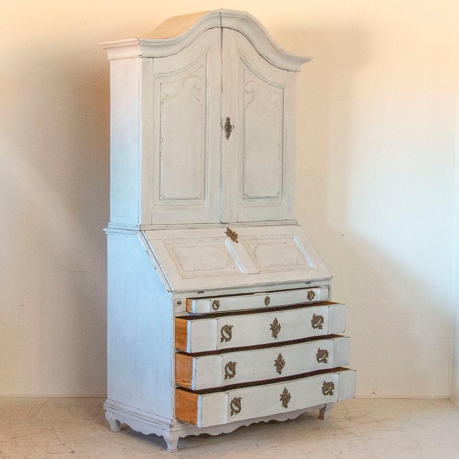 Antique White Painted Secretary from Sweden In Good Condition In Round Top, TX