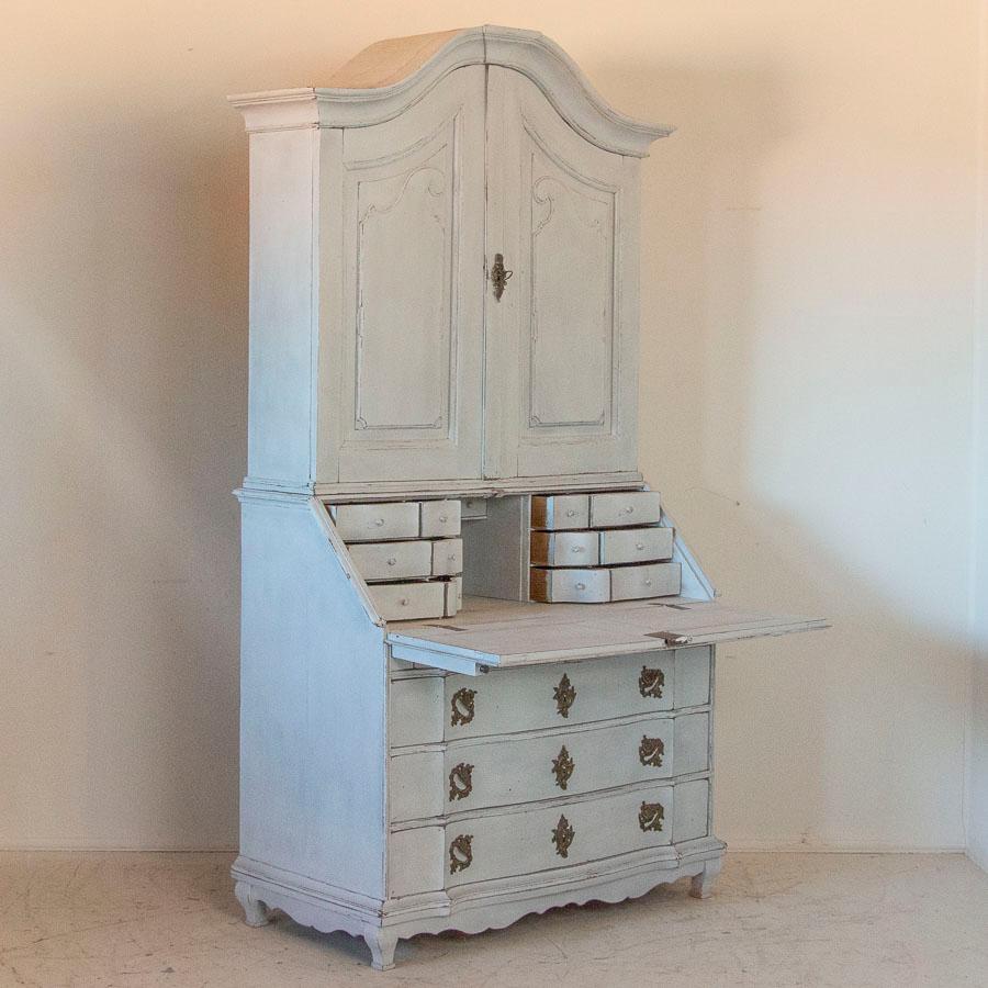 Wood Antique White Painted Secretary from Sweden