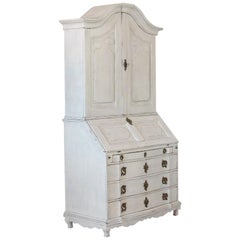 Antique White Painted Secretary from Sweden