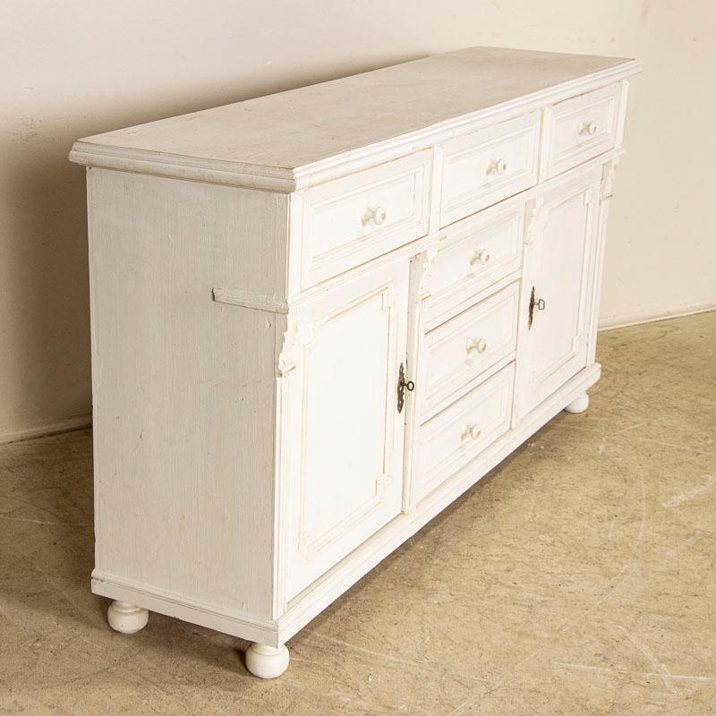 Hungarian Antique White Painted Sideboard Buffet Console from Hungary