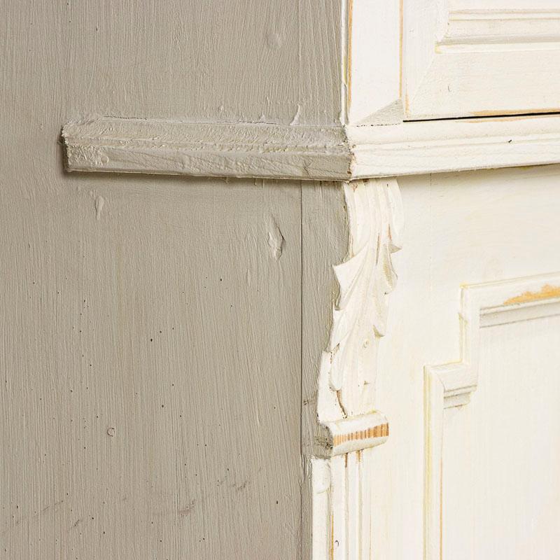 Wood Antique White Painted Sideboard Buffet Console from Hungary
