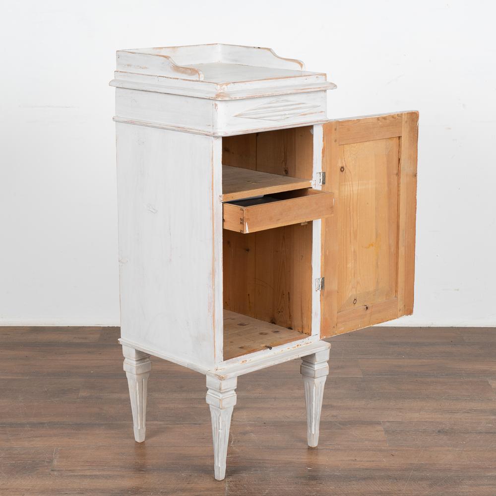 Wood Antique White Painted Small Cabinet Nightstand from Sweden, circa 1880 For Sale