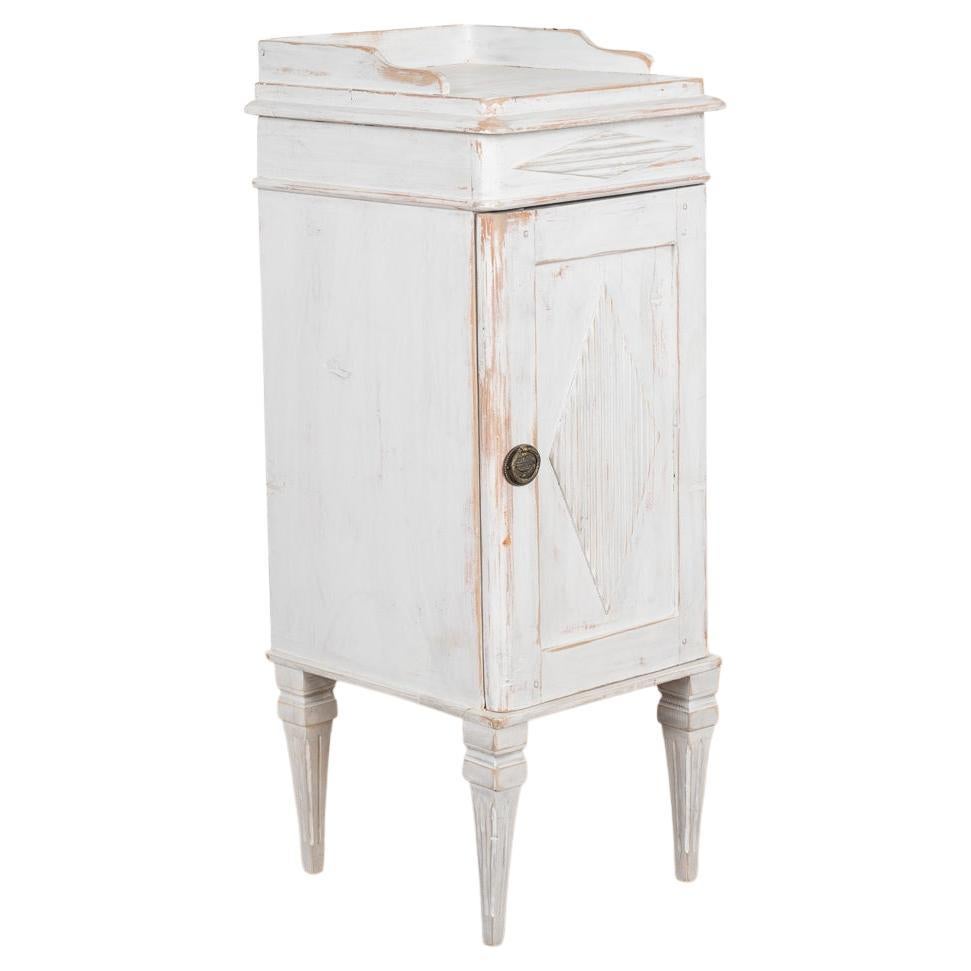 Antique White Painted Small Cabinet Nightstand from Sweden, circa 1880