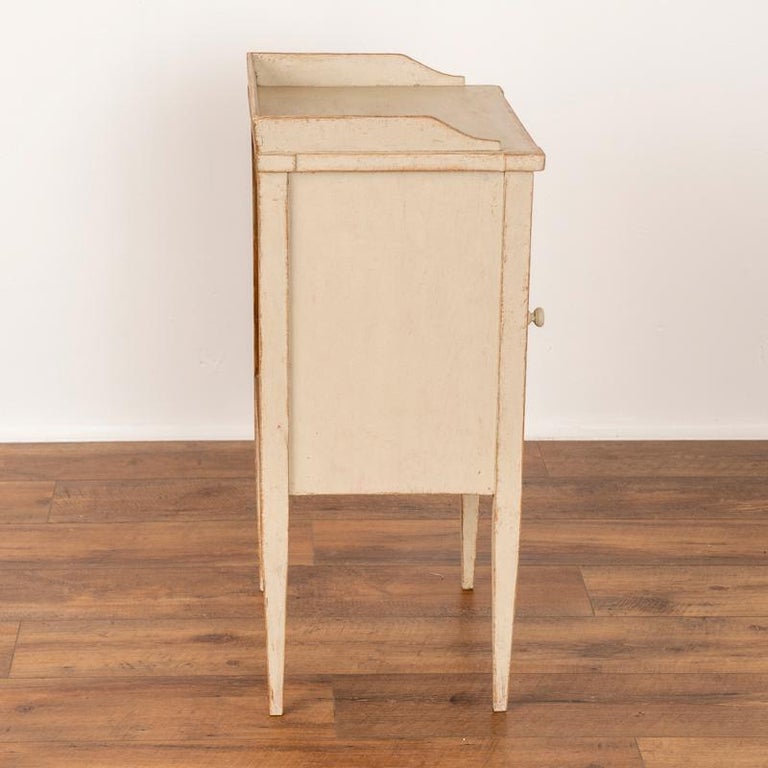 Wood Antique White Painted Swedish Nightstand Side Table