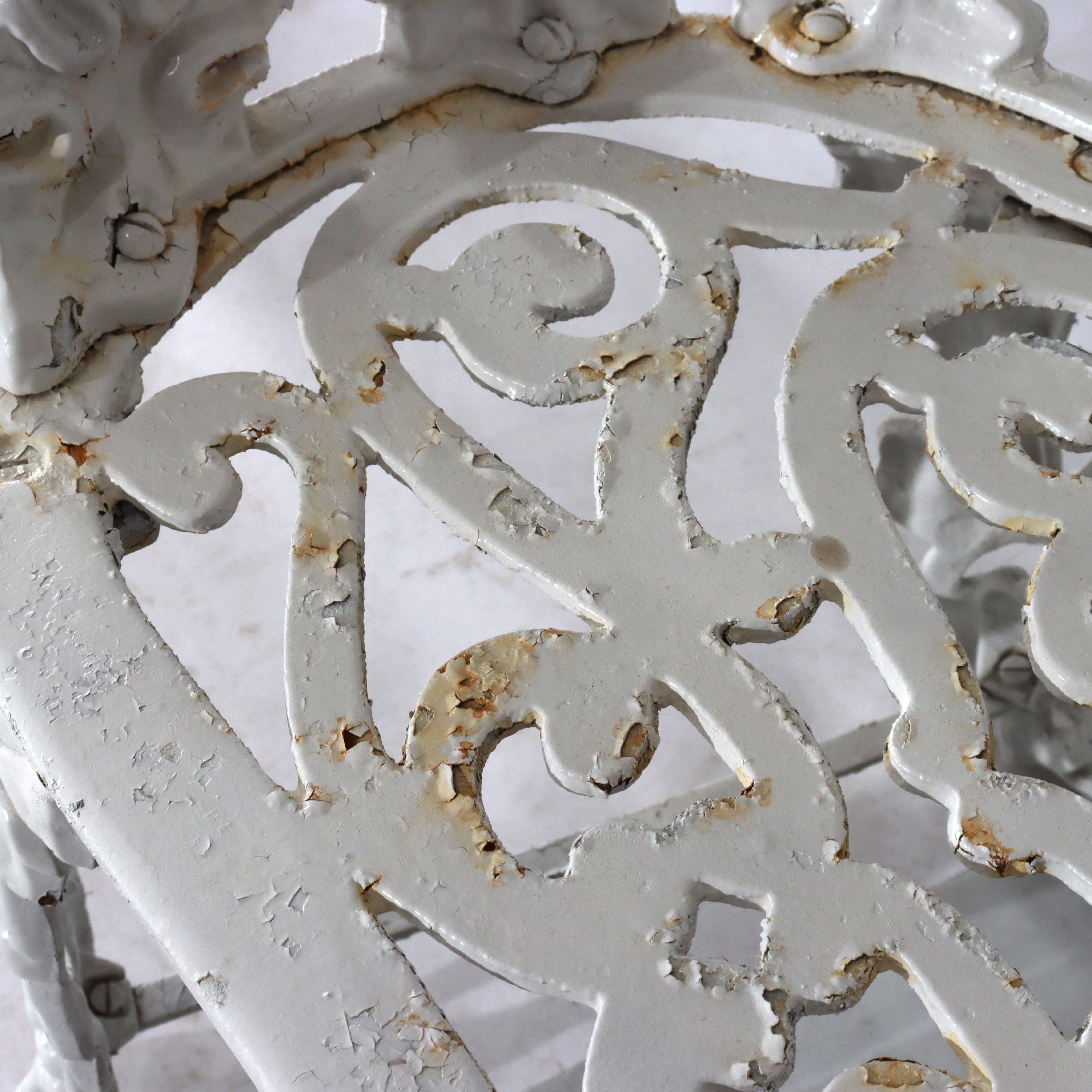 Antique White Painted Wrought Iron Grape & Leaf Garden Seat c1890 For Sale 2