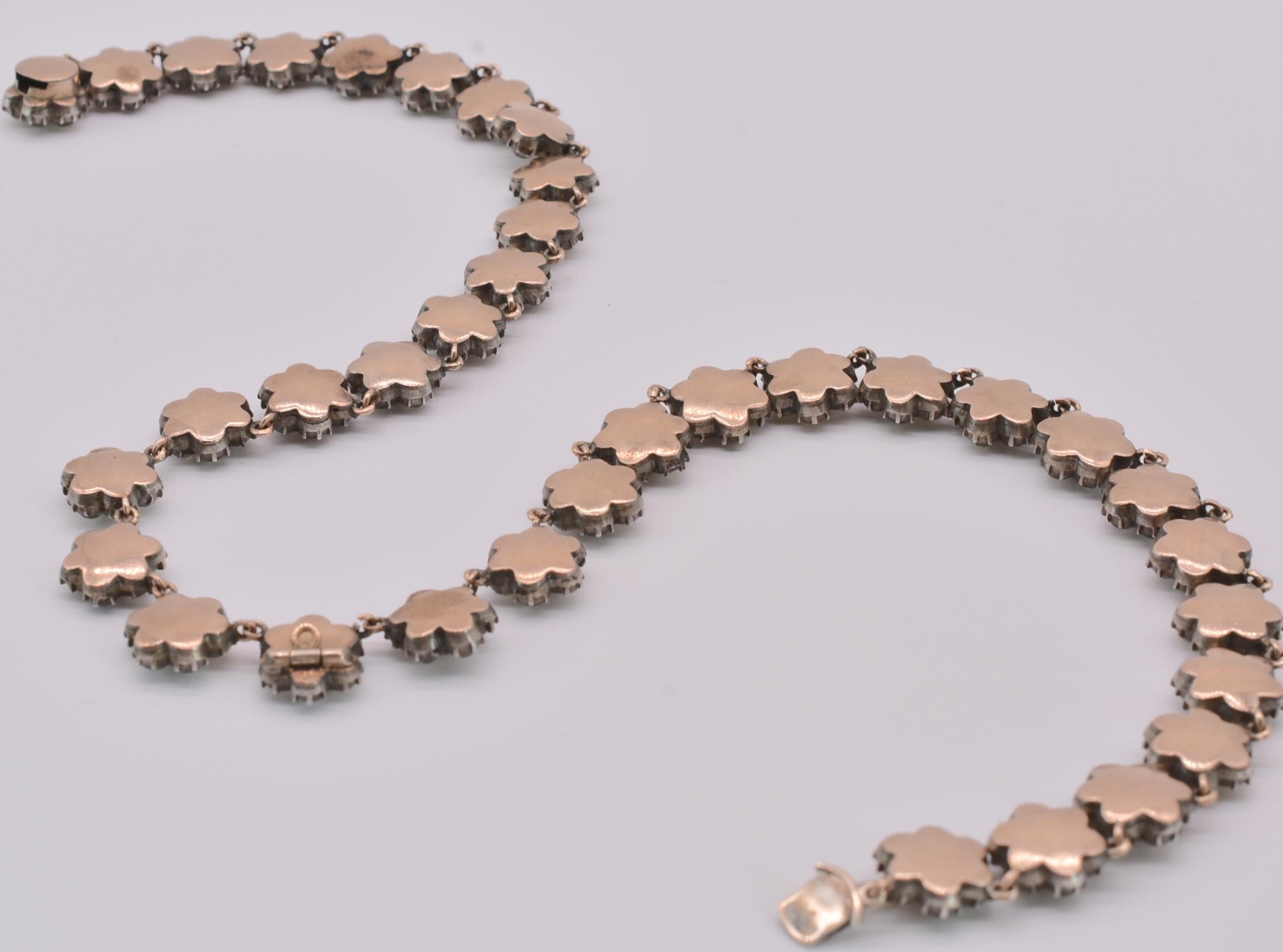 Antique Paste Silver Cluster Necklace 5