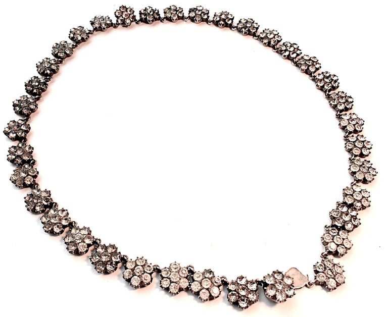 Antique Paste Silver Cluster Necklace at 1stDibs