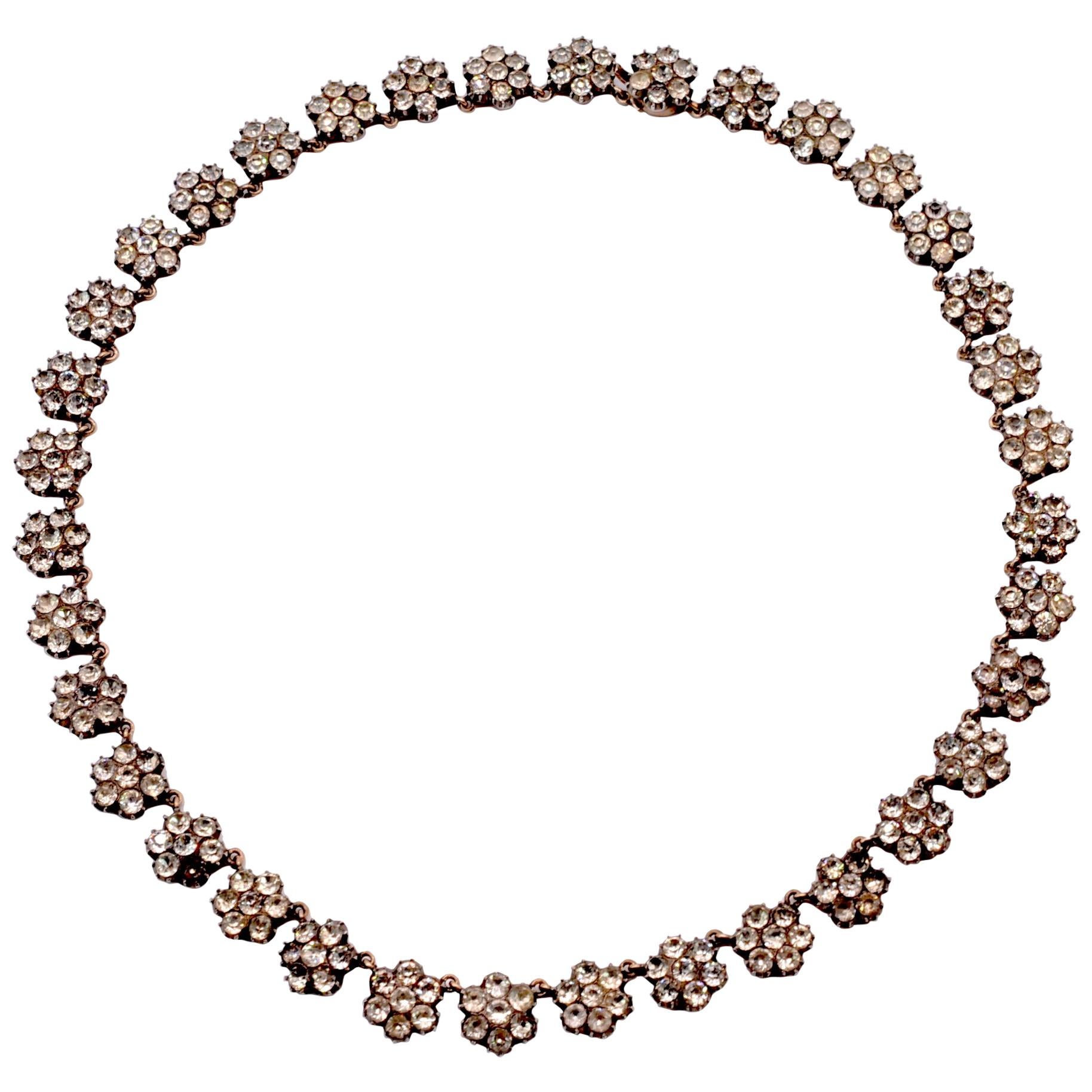 Antique Paste Silver Cluster Necklace at 1stDibs