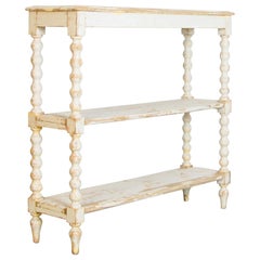 Antique White Patinated Three-Tiered French Shelf