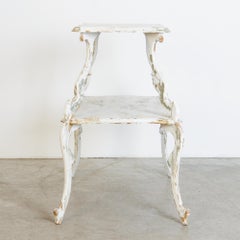 Antique White Patinated Two-Tiered French Shelf