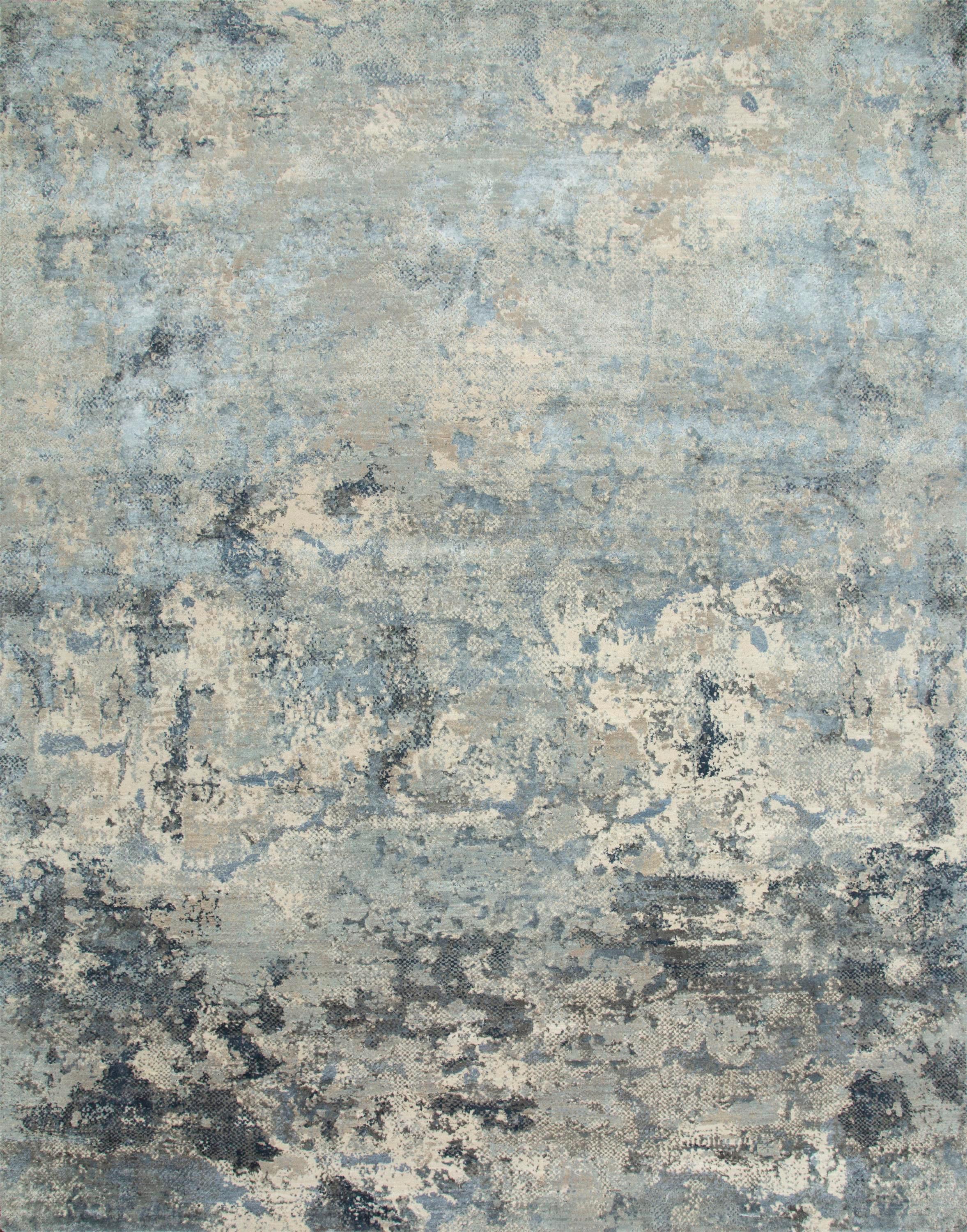 „Antiker weißer, perlenblauer, handgeknüpfter Teppich“ (Moderne der Mitte des Jahrhunderts) im Angebot